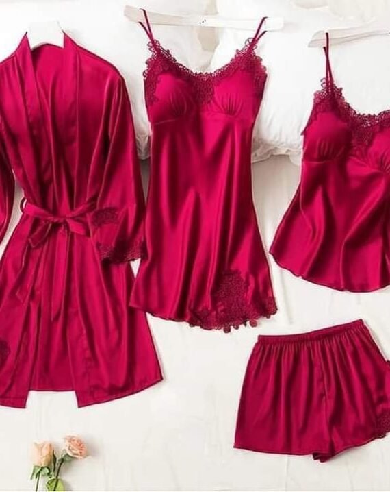 4 PC Matching Lace Nighty Dressf