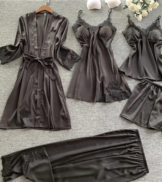 5 Pc Matching Lace Nighty Dress - Image 3
